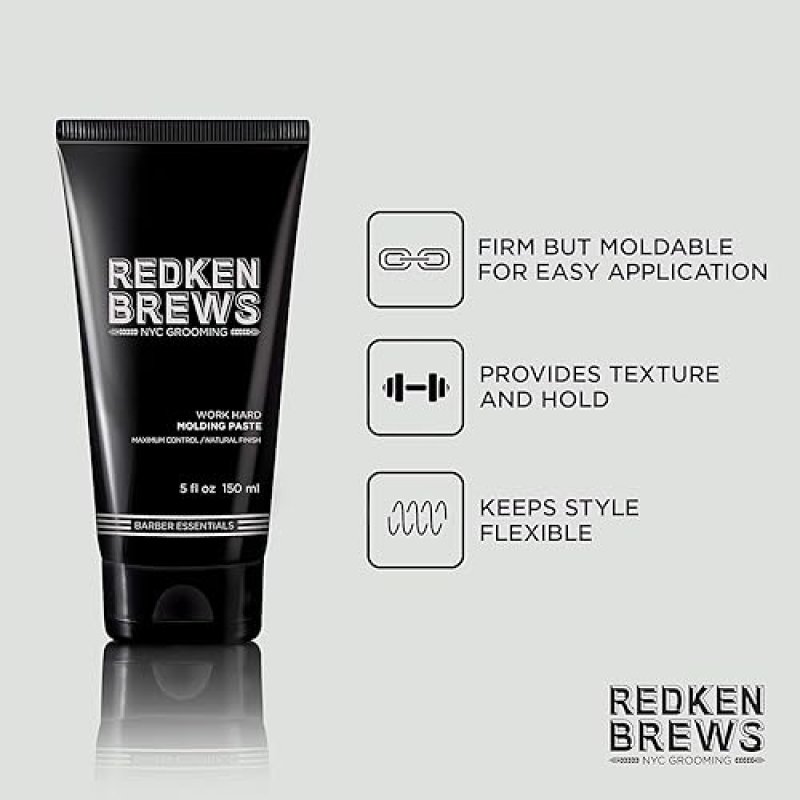 REDKEN BREWS MOLDING PASTE FOR MEN - HIGH HOLD, MATTE FINISH, SULFATE-FREE