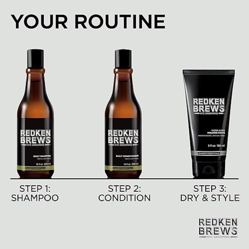 REDKEN BREWS MOLDING PASTE FOR MEN - HIGH HOLD, MATTE FINISH, SULFATE-FREE