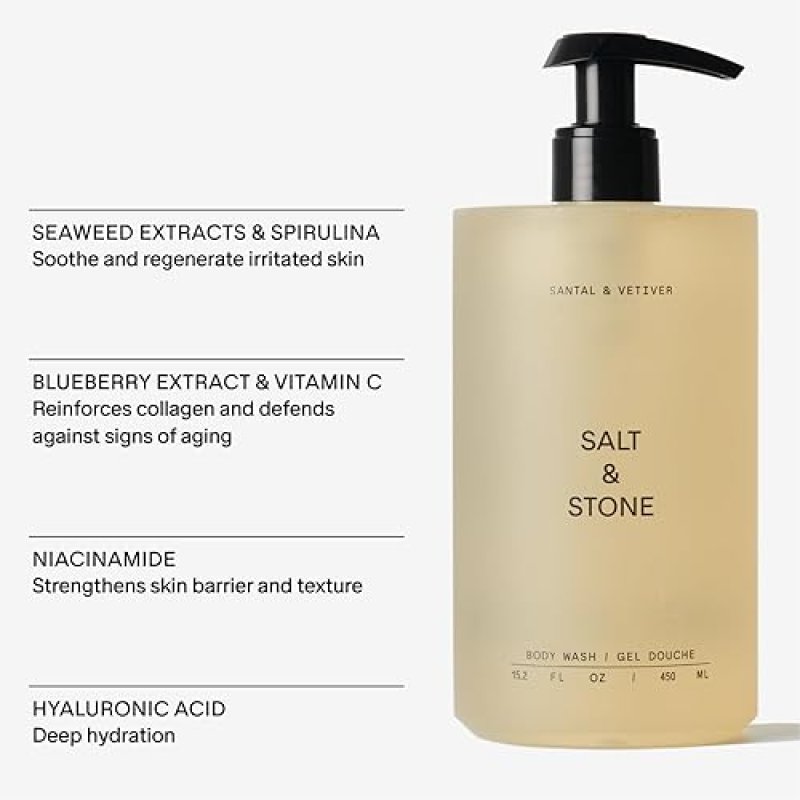 SALT&STONE ANTIOXIDANT-RICH BODY WASH FOR DEEP HYDRATION | UNISEX, SULFATE, PARABEN, & DYE FREE | SOFTENS & HYDRATES SKIN