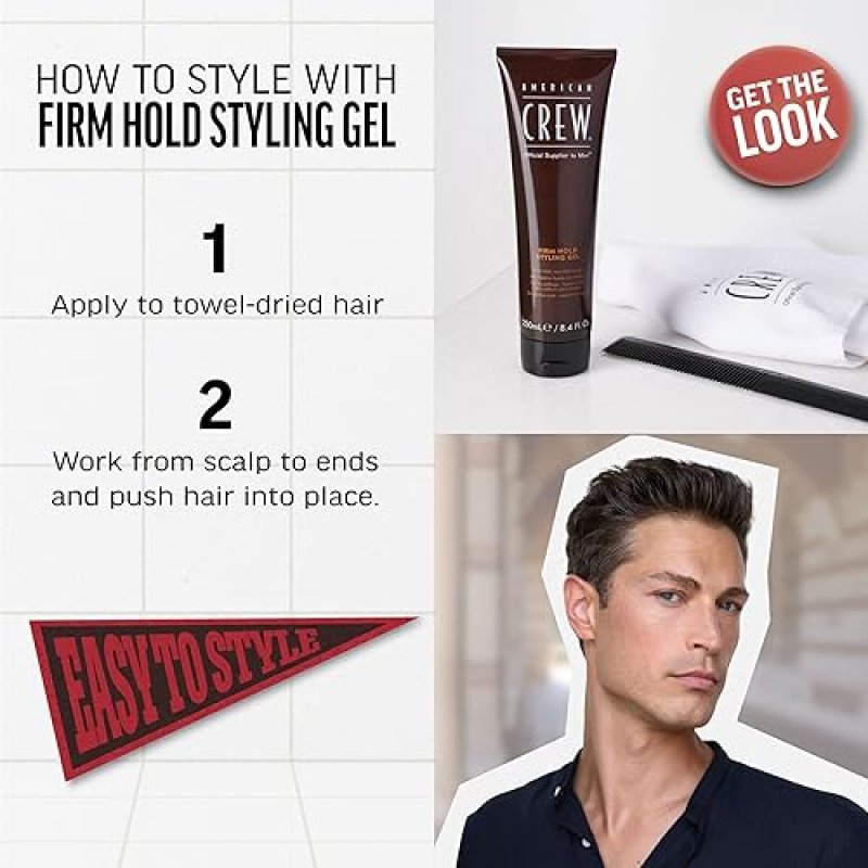 AMERICAN CREW MEN'S FIRM HOLD HAIR STYLING GEL, NON-FLAKING - 33.8 FL OZ