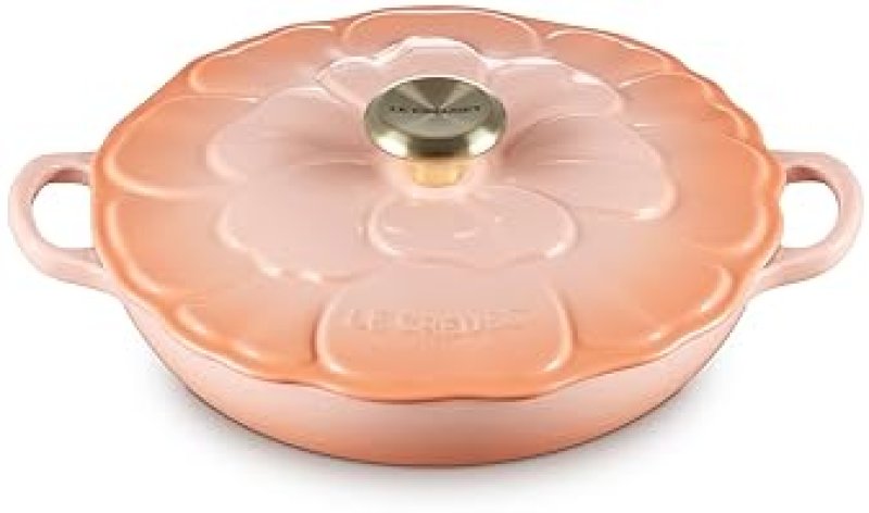 LE CREUSET PETAL BRAISER, 2.25QT, PECHE WITH LIGHT GOLD KNOB