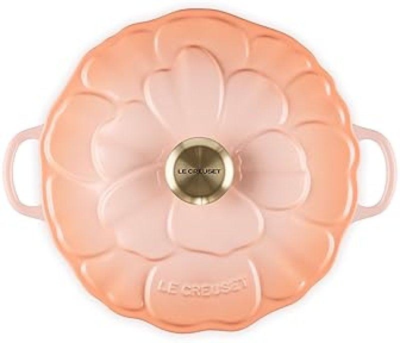 LE CREUSET PETAL BRAISER, 2.25QT, PECHE WITH LIGHT GOLD KNOB