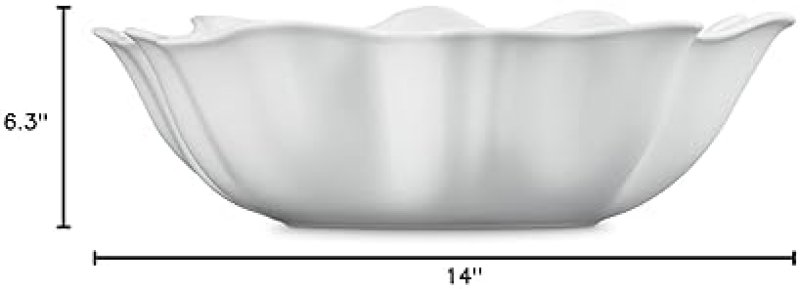 LE CREUSET 15" IRIS COLLECTION WHITE STONEWARE SERVING BOWL