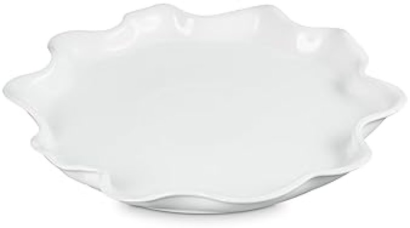 LE CREUSET 14" WHITE STONEWARE IRIS COLLECTION SERVING PLATTER