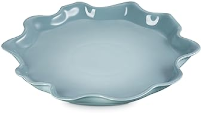 LE CREUSET STONEWARE IRIS COLLECTION SERVING PLATTER 14" SEA SALT - ELEGANT KITCHEN ESSENTIAL