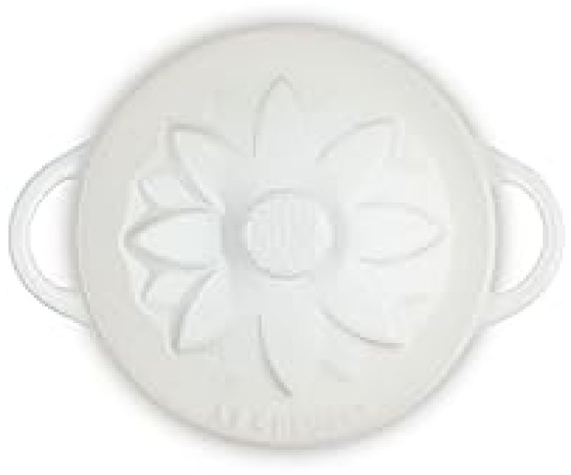 LE CREUSET MINI ROUND COCOTTE WITH FLOWER LID, 8OZ, MERINGUE - STONEWARE