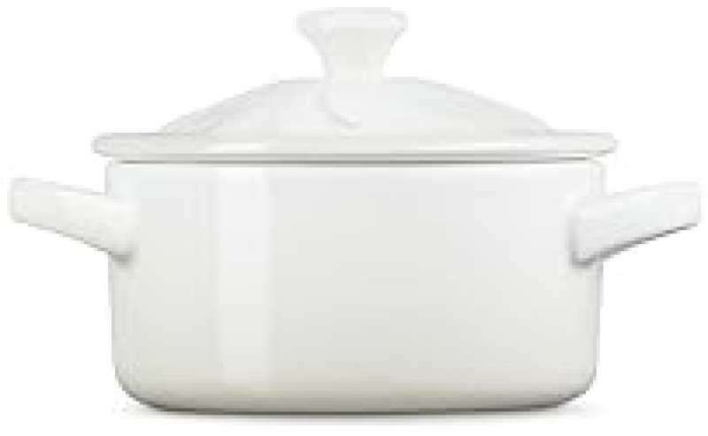 LE CREUSET MINI ROUND COCOTTE WITH FLOWER LID, 8OZ, MERINGUE - STONEWARE