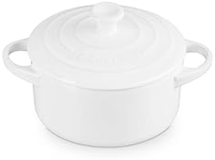 LE CREUSET WHITE STONEWARE MINI ROUND COCOTTE, 24 OZ