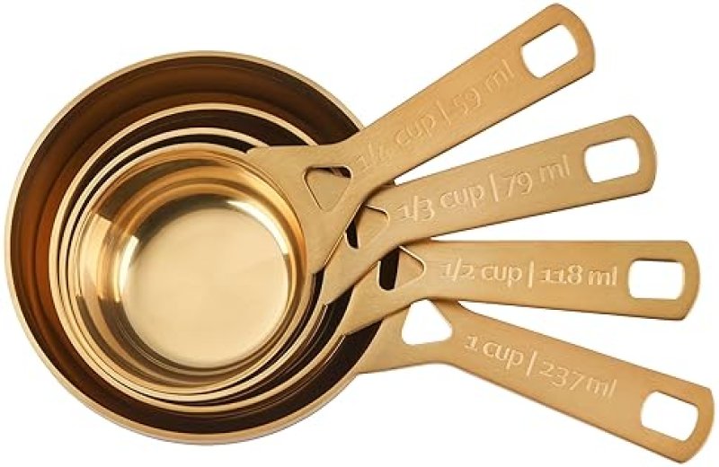 LE CREUSET GOLD LE CREUSET MEASURING CUPS SET, 4-PIECE (1, 1/2, 1/3, 1/4 CUPS)
