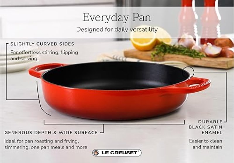 LE CREUSET 11" ENAMELED CAST IRON EVERYDAY PAN IN PECHE - SIGNATURE COLLECTION