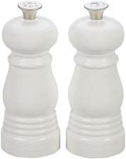 LE CREUSET PETITE WHITE SALT & PEPPER MILL SET, 5" X 2" - KITCHEN SEASONING DUO