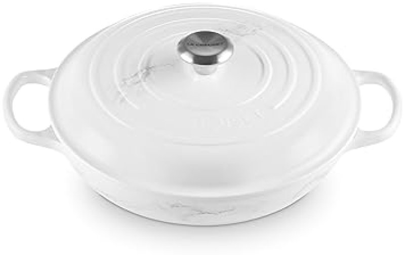 LE CREUSET 3.5 QT. ENAMELED CAST IRON SIGNATURE BRAISER IN MARBLE FINISH