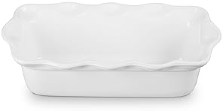LE CREUSET 9" WHITE STONEWARE HERITAGE FLUTED LOAF PAN