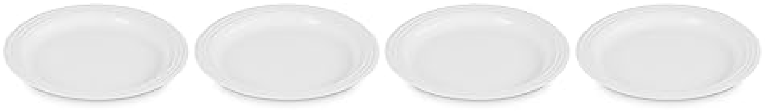 LE CREUSET STONEWARE DINNER PLATES SET OF 4 - 10.5" WHITE