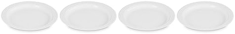 LE CREUSET STONEWARE DINNER PLATES SET OF 4 - 10.5" WHITE