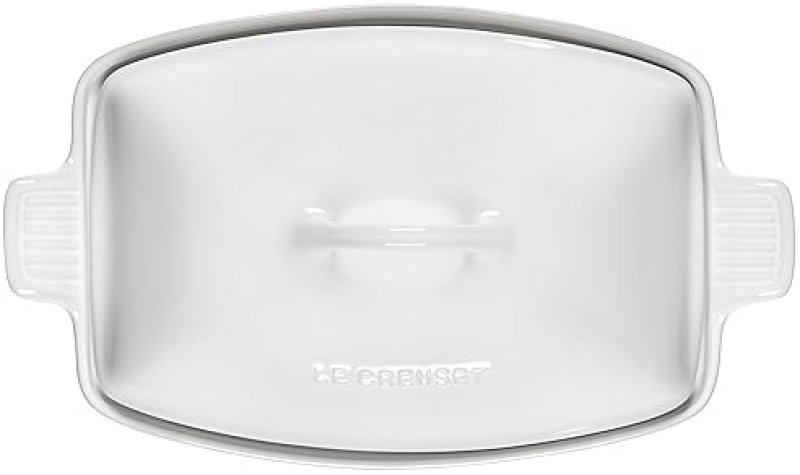 LE CREUSET 4.5 QT. WHITE STONEWARE DEEP BAKER WITH LID