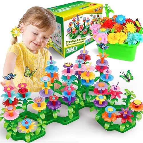 YEEBAY STEM FLOWER GARDEN BUILDING TOYS FOR GIRLS AGES 3-7 - EDUCATIONAL GARDENING PLAYSET (148 PCS)