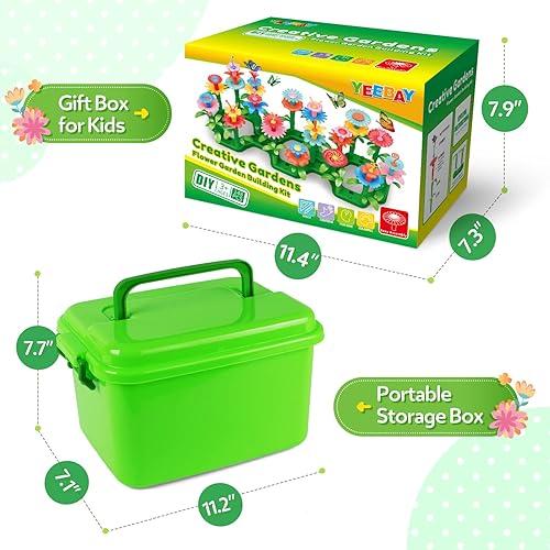 YEEBAY STEM FLOWER GARDEN BUILDING TOYS FOR GIRLS AGES 3-7 - EDUCATIONAL GARDENING PLAYSET (148 PCS)