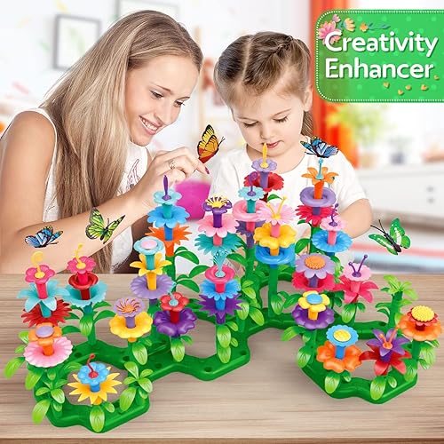 YEEBAY STEM FLOWER GARDEN BUILDING TOYS FOR GIRLS AGES 3-7 - EDUCATIONAL GARDENING PLAYSET (148 PCS)