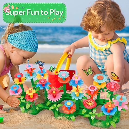 YEEBAY STEM FLOWER GARDEN BUILDING TOYS FOR GIRLS AGES 3-7 - EDUCATIONAL GARDENING PLAYSET (148 PCS)