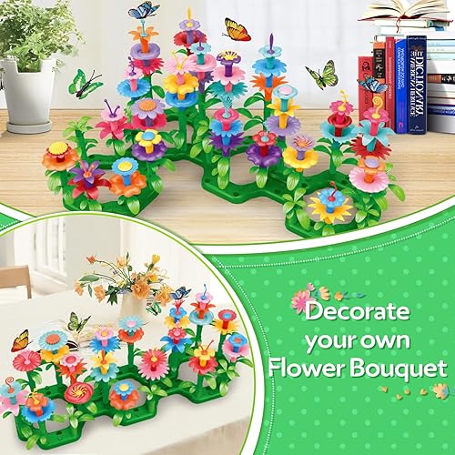 YEEBAY STEM FLOWER GARDEN BUILDING TOYS FOR GIRLS AGES 3-7 - EDUCATIONAL GARDENING PLAYSET (148 PCS)