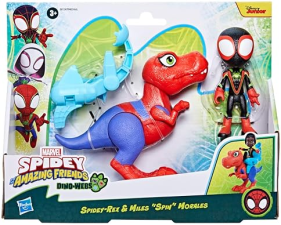 MARVEL DINO-WEBS SPIDEY-REX & MILES MORALES 4" SPIDER-MAN ACTION FIGURE SET