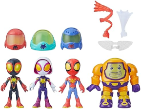 MARVEL WEB-SPINNERS ACTION FIGURES 4-PACK WITH ACCESSORIES, SUPER HERO TOYS FOR KIDS 3+ (AMAZON EXCLUSIVE)