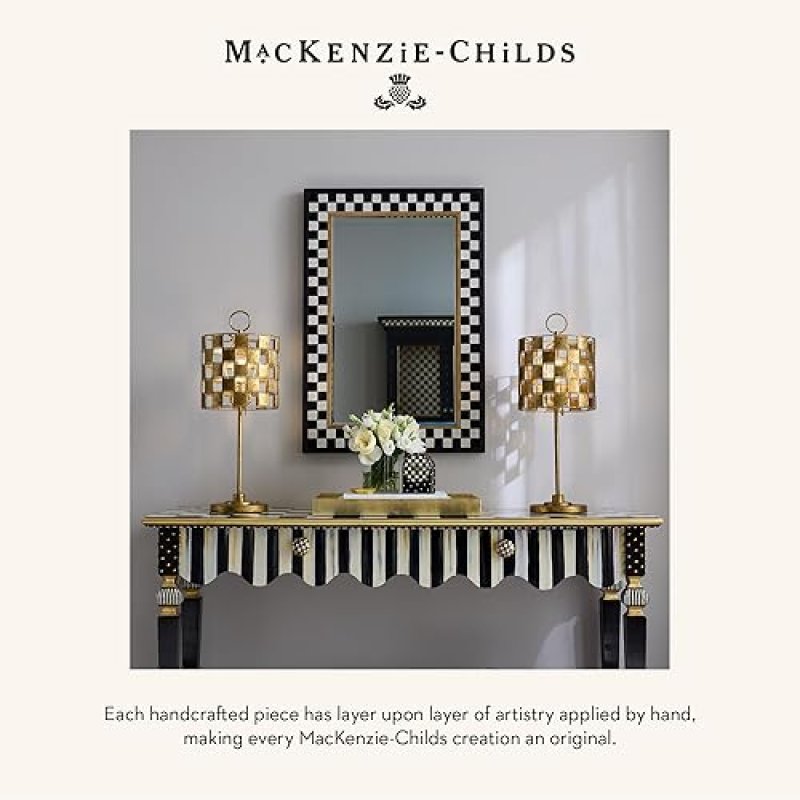 MACKENZIE-CHILDS BLACK-AND-WHITE COURTLY CHECK DESK CLOCK FOR LIVING ROOM, KITCHEN, OFFICE
