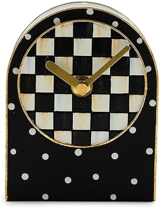 MACKENZIE-CHILDS COURTLY CHECK AND DOT RESIN DECORATIVE KITCHEN & LIVING ROOM CLOCK