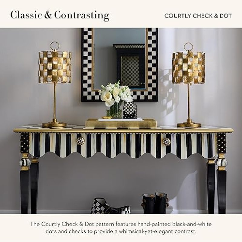 MACKENZIE-CHILDS COURTLY CHECK AND DOT RESIN DECORATIVE KITCHEN & LIVING ROOM CLOCK