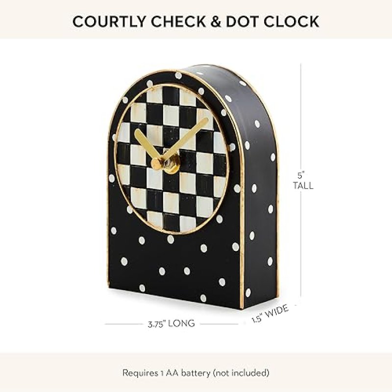 MACKENZIE-CHILDS COURTLY CHECK AND DOT RESIN DECORATIVE KITCHEN & LIVING ROOM CLOCK