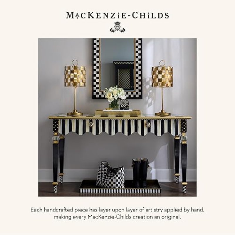 MACKENZIE-CHILDS COURTLY CHECK AND DOT RESIN DECORATIVE KITCHEN & LIVING ROOM CLOCK