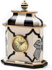 MACKENZIE-CHILDS DECORATIVE WOOD DESK CLOCK FOR KITCHEN & LIVING ROOM - PRETTY BOW DESIGN
