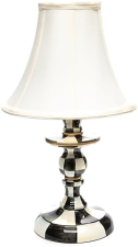 MACKENZIE-CHILDS BLACK-AND-WHITE COURTLY CHECK CANDLESTICK LAMP FOR LIVING ROOM/BEDROOM