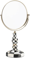 MACKENZIE-CHILDS BLACK-AND-WHITE COURTLY CHECK DOUBLE-SIDED VANITY MAKEUP MIRROR
