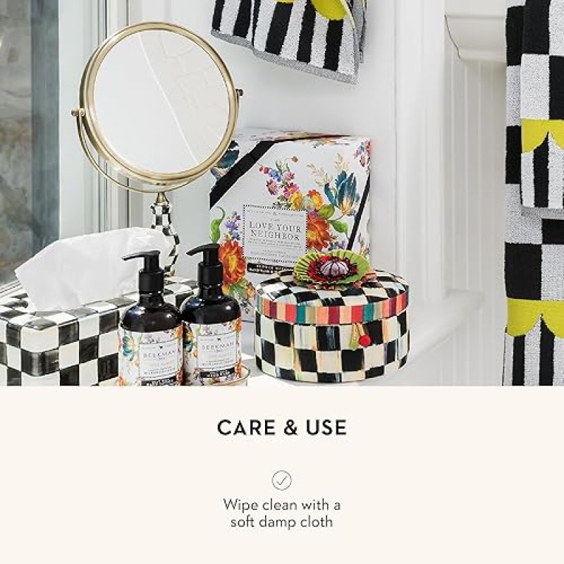 MACKENZIE-CHILDS BLACK-AND-WHITE COURTLY CHECK DOUBLE-SIDED VANITY MAKEUP MIRROR