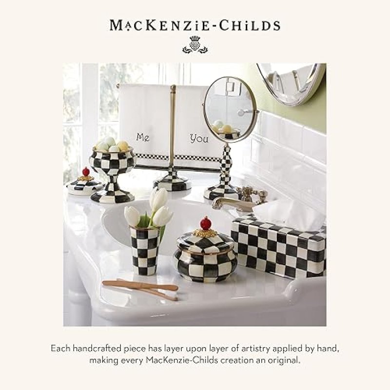 MACKENZIE-CHILDS BLACK-AND-WHITE COURTLY CHECK DOUBLE-SIDED VANITY MAKEUP MIRROR