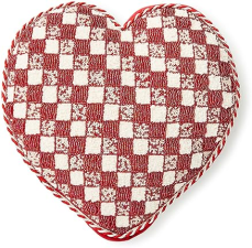 MACKENZIE CHILDS RED & WHITE CHECK HEART THROW PILLOW BY MACKENZIE-CHILDS