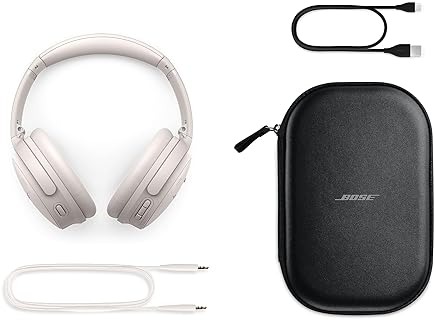 BOSE QUIETCOMFORT BLUETOOTH HEADPHONES WITH ACTIVE NOISE CANCELLING, MIC, DEEP BASS - WHITE SMOKE