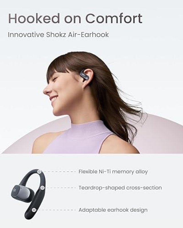 SHOKZ OPENFIT AIR TRUE WIRELESS EARBUDS - WATER RESISTANT & SECURE, BLACK