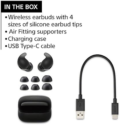 SONY LINKBUDS FIT TRULY WIRELESS NOISE CANCELING EARBUDS - SMALL & LIGHT WITH AIR FITTING SUPPORTERS - BLACK