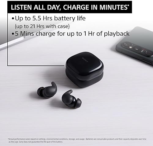 SONY LINKBUDS FIT TRULY WIRELESS NOISE CANCELING EARBUDS - SMALL & LIGHT WITH AIR FITTING SUPPORTERS - BLACK