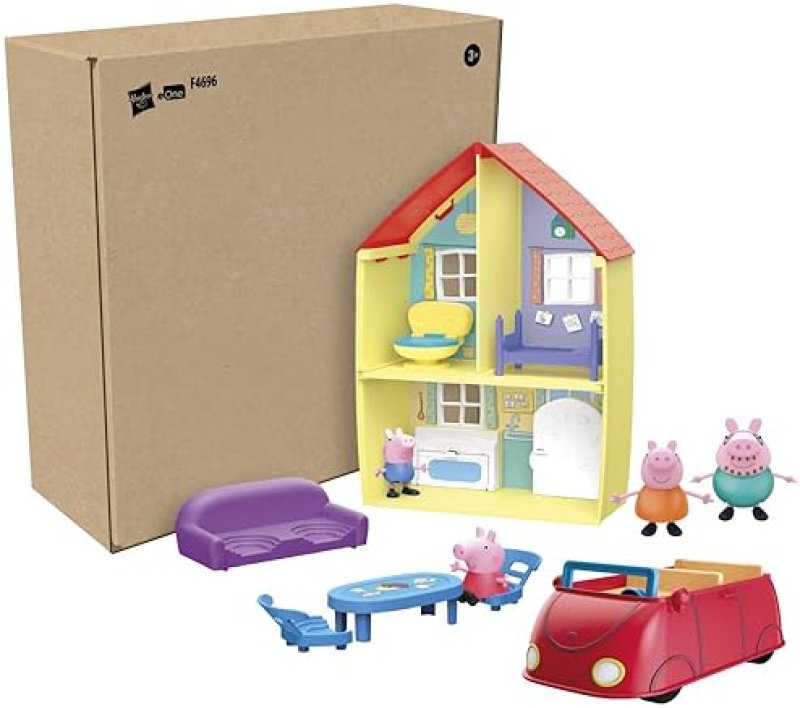 HASBRO PEPPA PIG FAMILY HOME COMBO PLAYSET WITH FIGURES & CAR, PRESCHOOL TOY FOR 3-YEAR-OLDS (AMAZON EXCLUSIVE)