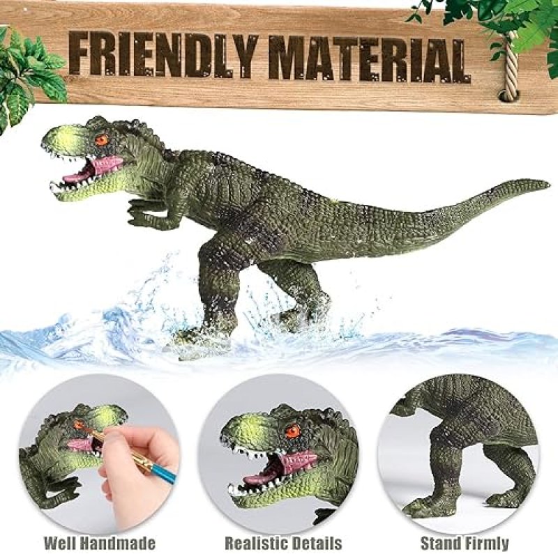 OENUX REALISTIC DINOSAUR TOY SET WITH EDUCATIONAL BOOKLET FOR KIDS AGES 3-5, 12PCS - T-REX, TRICERATOPS, DINO LEARNING TOY - AGES 4-7