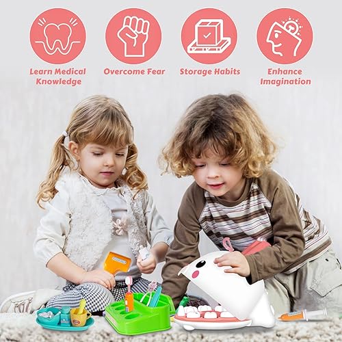 HAYXUN 31-PIECE DENTIST & DOCTOR PRETEND PLAY SET FOR KIDS 3-5 - IDEAL EASTER GIFT FOR GIRLS 3-7
