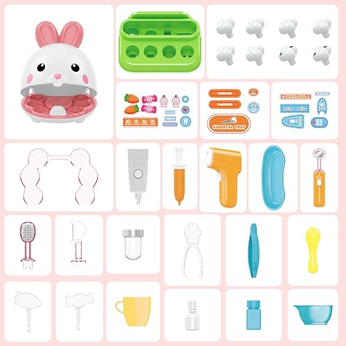 HAYXUN 31-PIECE DENTIST & DOCTOR PRETEND PLAY SET FOR KIDS 3-5 - IDEAL EASTER GIFT FOR GIRLS 3-7