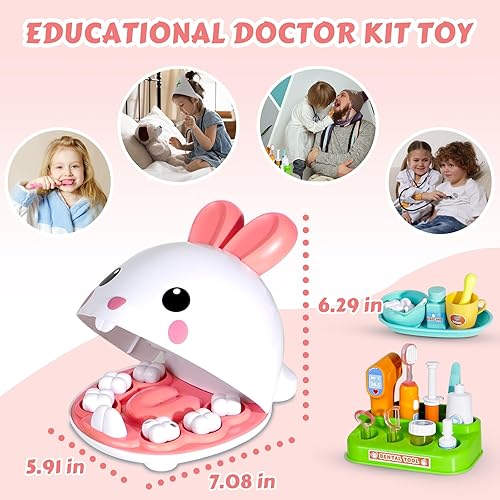 HAYXUN 31-PIECE DENTIST & DOCTOR PRETEND PLAY SET FOR KIDS 3-5 - IDEAL EASTER GIFT FOR GIRLS 3-7