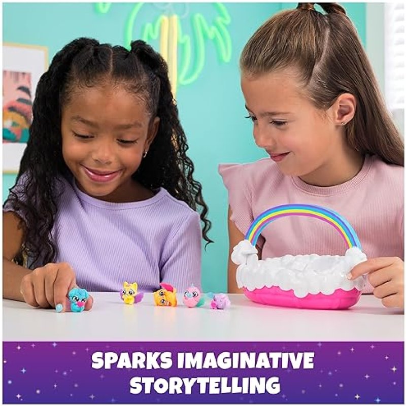SPIN MASTER HATCHIMALS ALIVE NEON RAINBOW SPRING BASKET TOY WITH SELF-HATCHING EASTER EGGS - FUN GIFT FOR KIDS AGES 3+