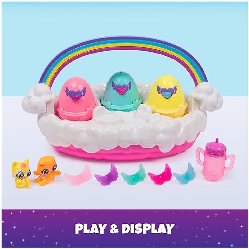 SPIN MASTER HATCHIMALS ALIVE NEON RAINBOW SPRING BASKET TOY WITH SELF-HATCHING EASTER EGGS - FUN GIFT FOR KIDS AGES 3+