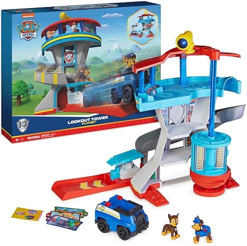 SPIN MASTER PAW PATROL LOOKOUT TOWER PLAYSET WITH TOY CAR LAUNCHER AND CHASE FIGURES, AGES 3+